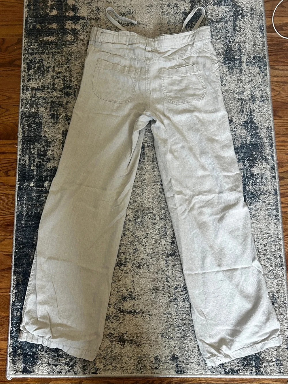 H&M Light Gray Linen-Blend Drawstring Pants